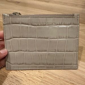 Aspinal of London Gray Croc-Embossed Small Essential Flat Pouch